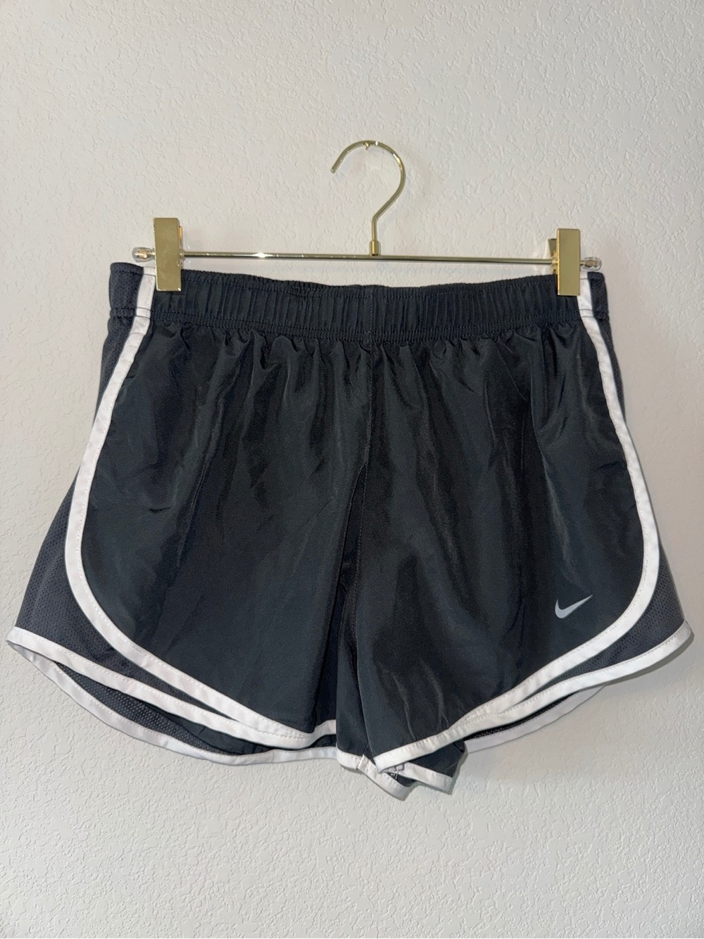 Nike Women’s Medium Dri-Fit Shorts Black Charcoal with White Trim